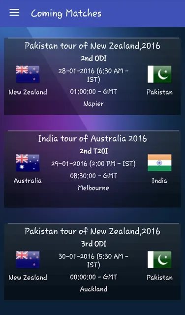 Today's Cricket Match Schedule
